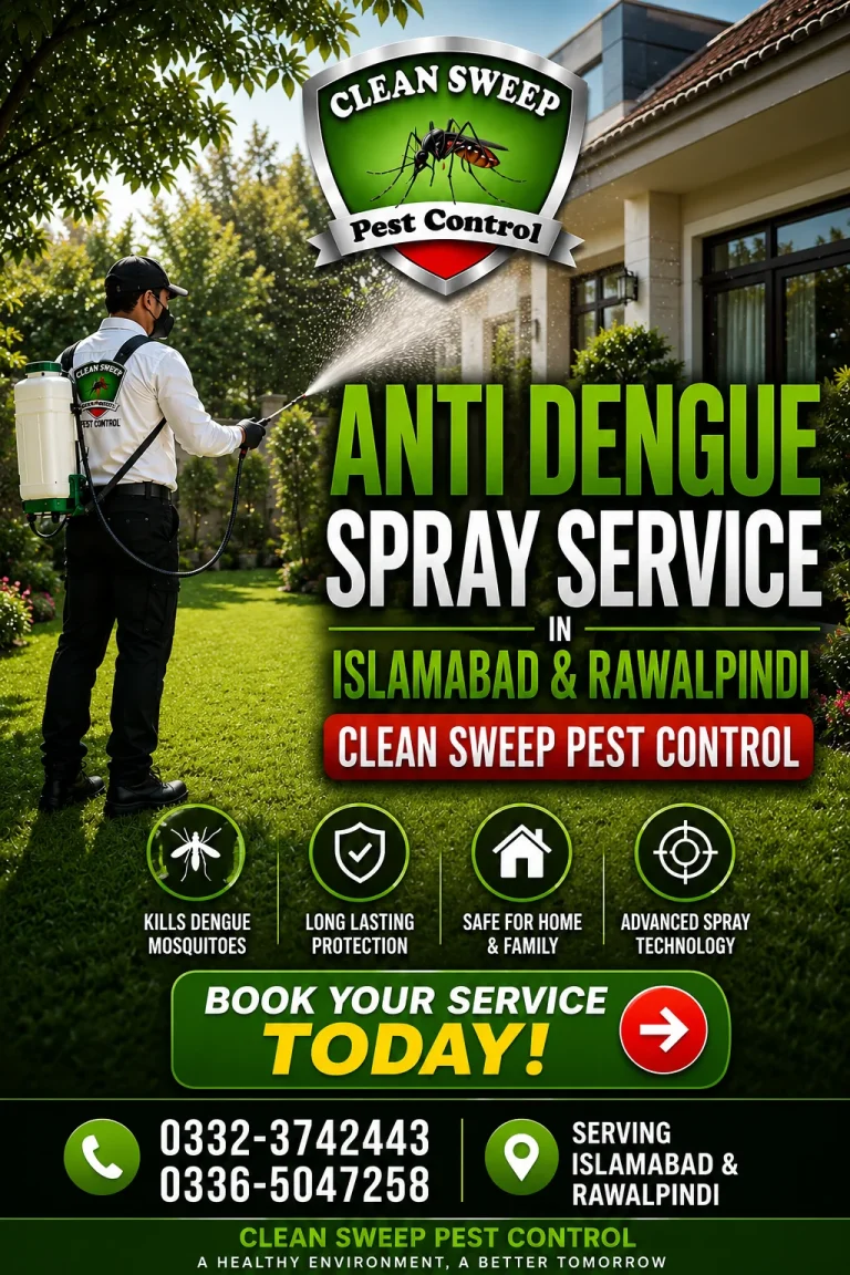 Professional anti dengue spray service being applied around a residential property in Islamabad City.