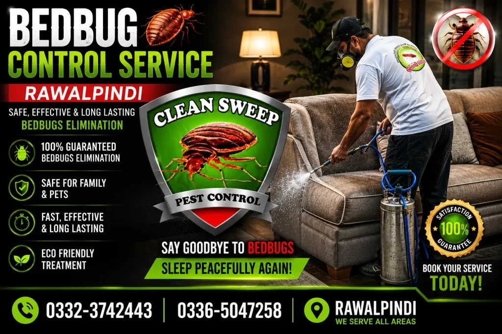 Professional bed bug control service in Rawalpindi for residential and commercial properties.