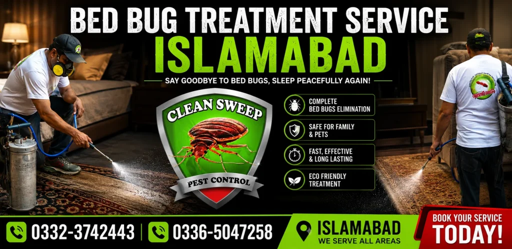 Professional Bed Bug (Khatmal) Treatment Service in Islamabad for homes, apartments, hotels, hostels, and commercial properties.
