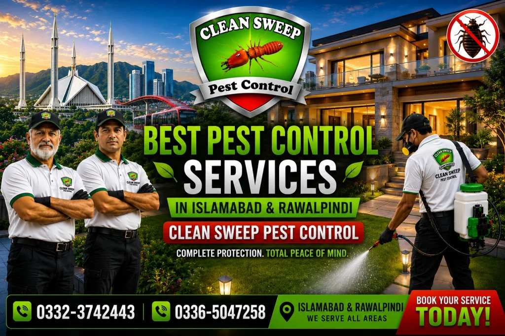 Best pest control services in Islamabad and Rawalpindi by Clean Sweep Pest Control providing residential, commercial, and industrial pest management solutions.