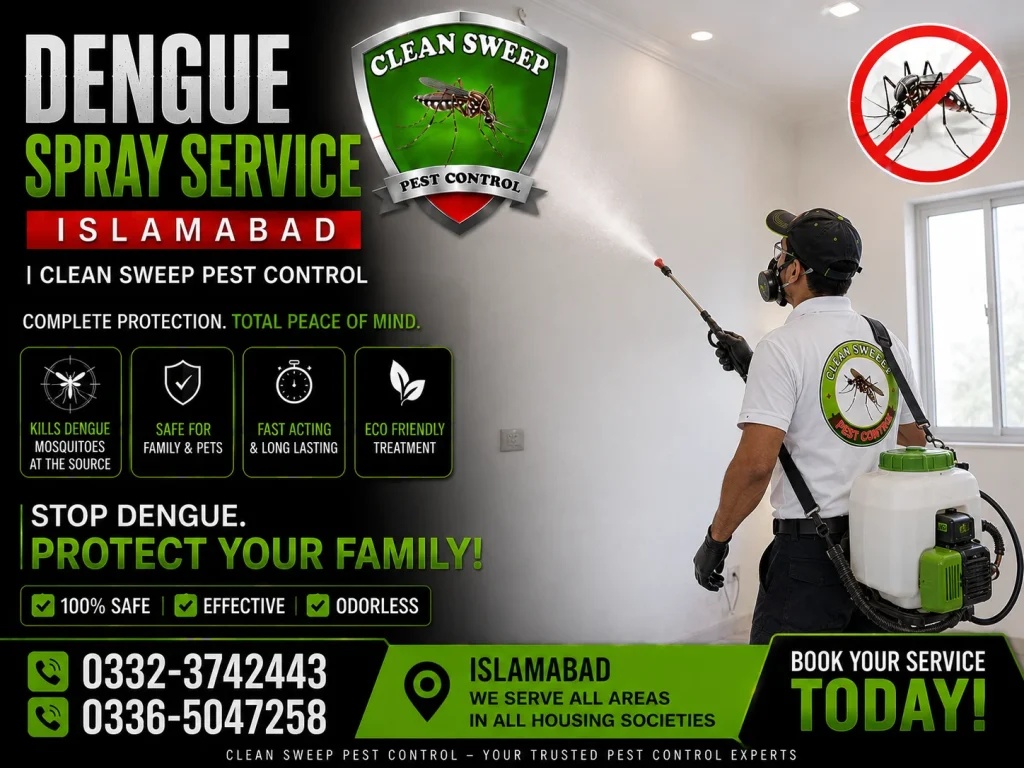 Professional dengue spray service in Islamabad for homes, offices and commercial properties