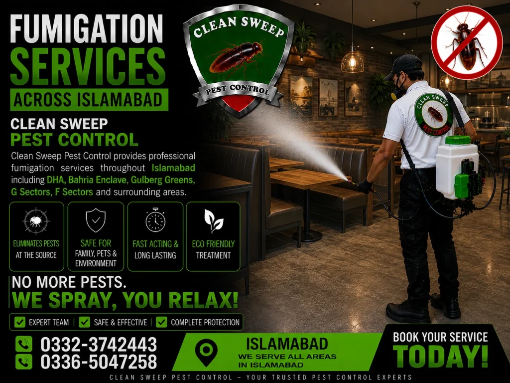 Professional fumigation services available throughout Islamabad