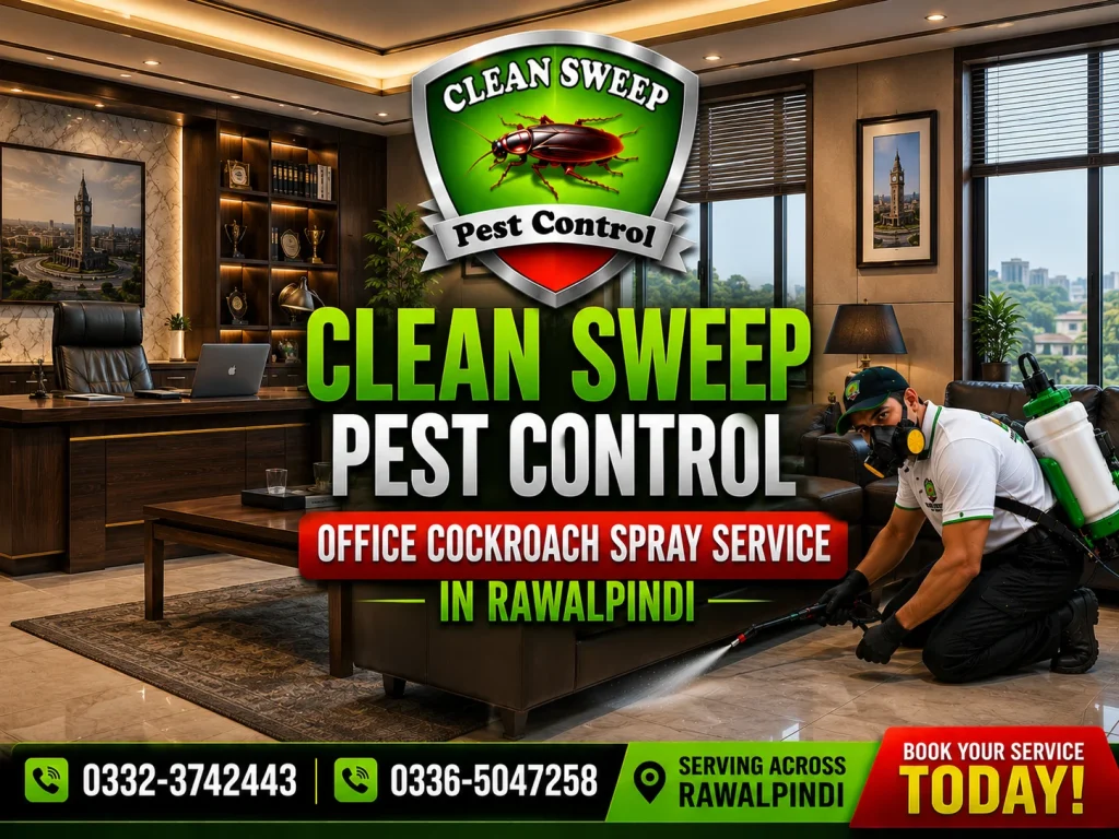 Professional cockroach spray service in Chaklala Scheme 3 Rawalpindi using safe and effective treatment for homes, apartments, offices, restaurants, and commercial properties.