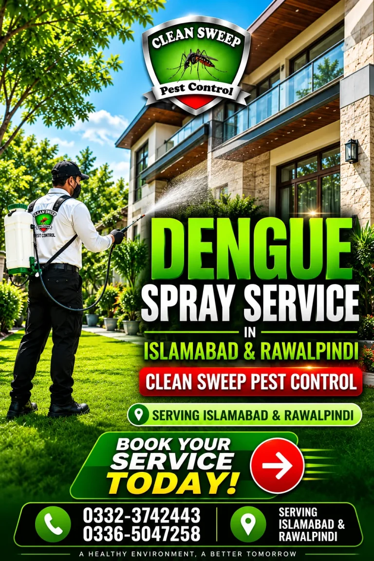 Mosquito spray service technician treating outdoor areas to control mosquitoes in Islamabad City.