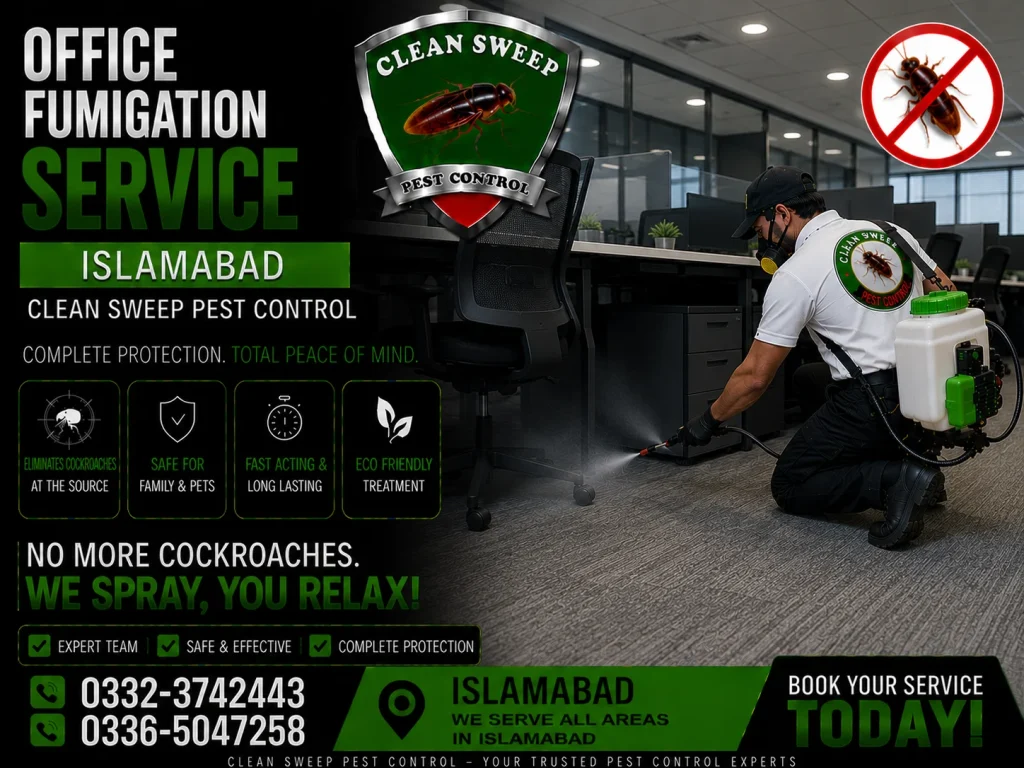 Office fumigation service in Islamabad by Clean Sweep Pest Control