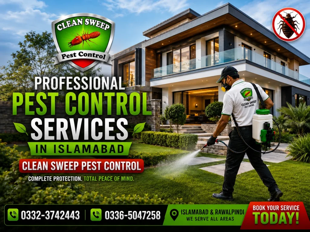 Professional pest control services in Islamabad for residential, commercial and industrial properties.