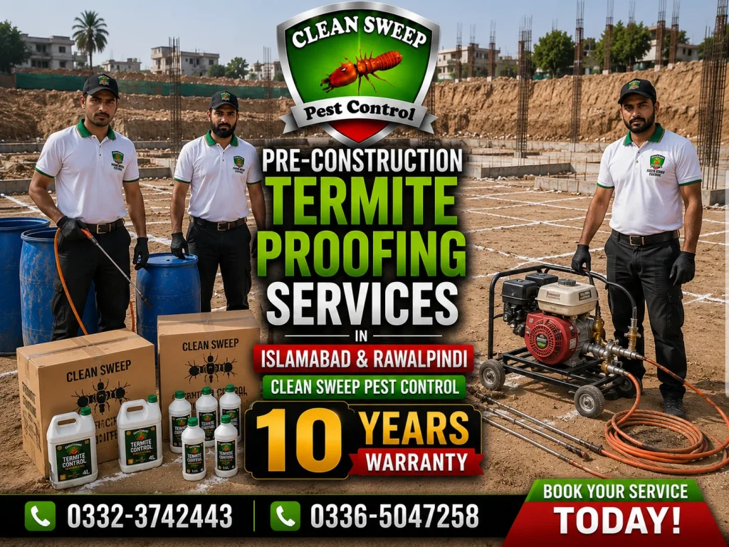 Pre Construction Termite Proofing Islamabad Rawalpindi for foundations and new construction projects
