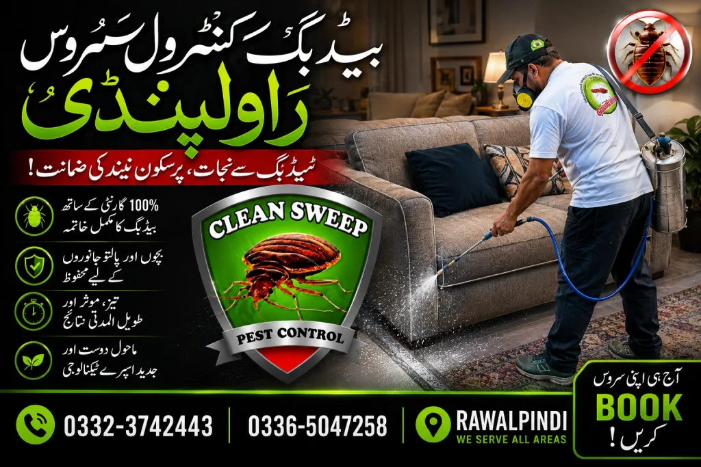 Professional pest control technician performing bed bug treatment services in Islamabad and Rawalpindi.