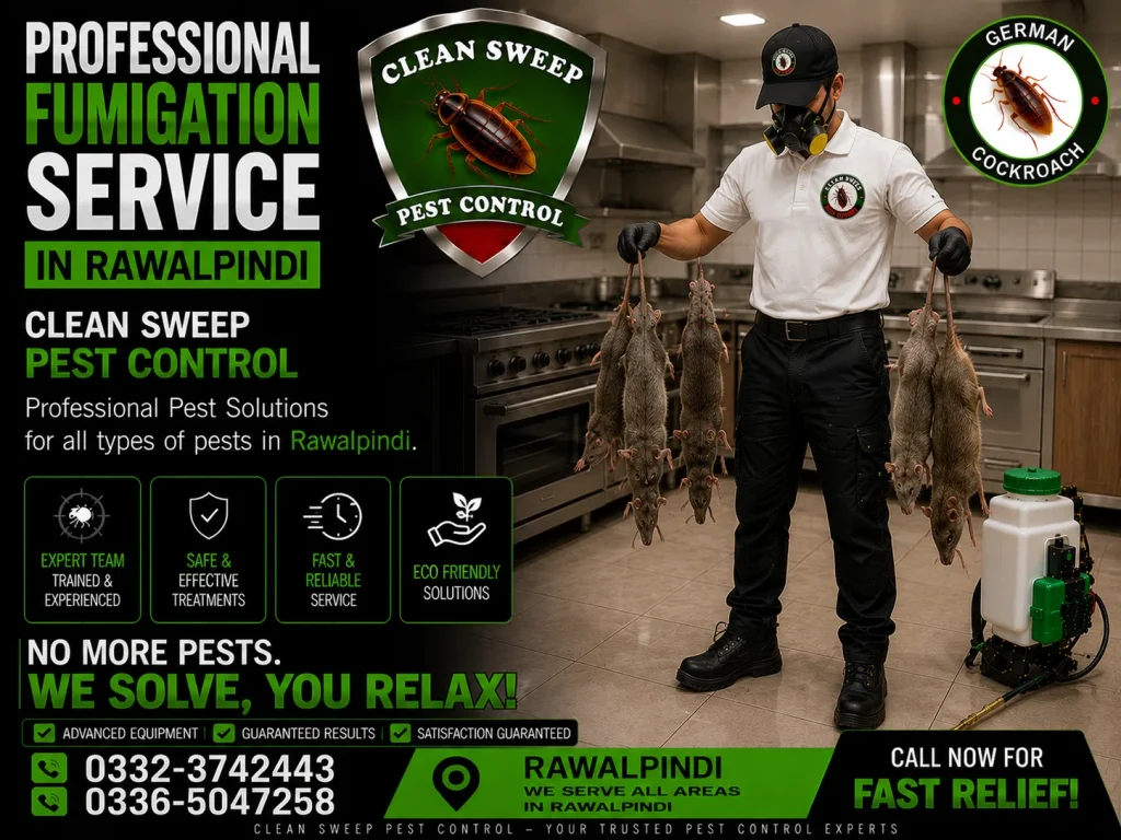 Professional fumigation services in Rawalpindi from Clean Sweep Pest Control for homes and commercial properties.