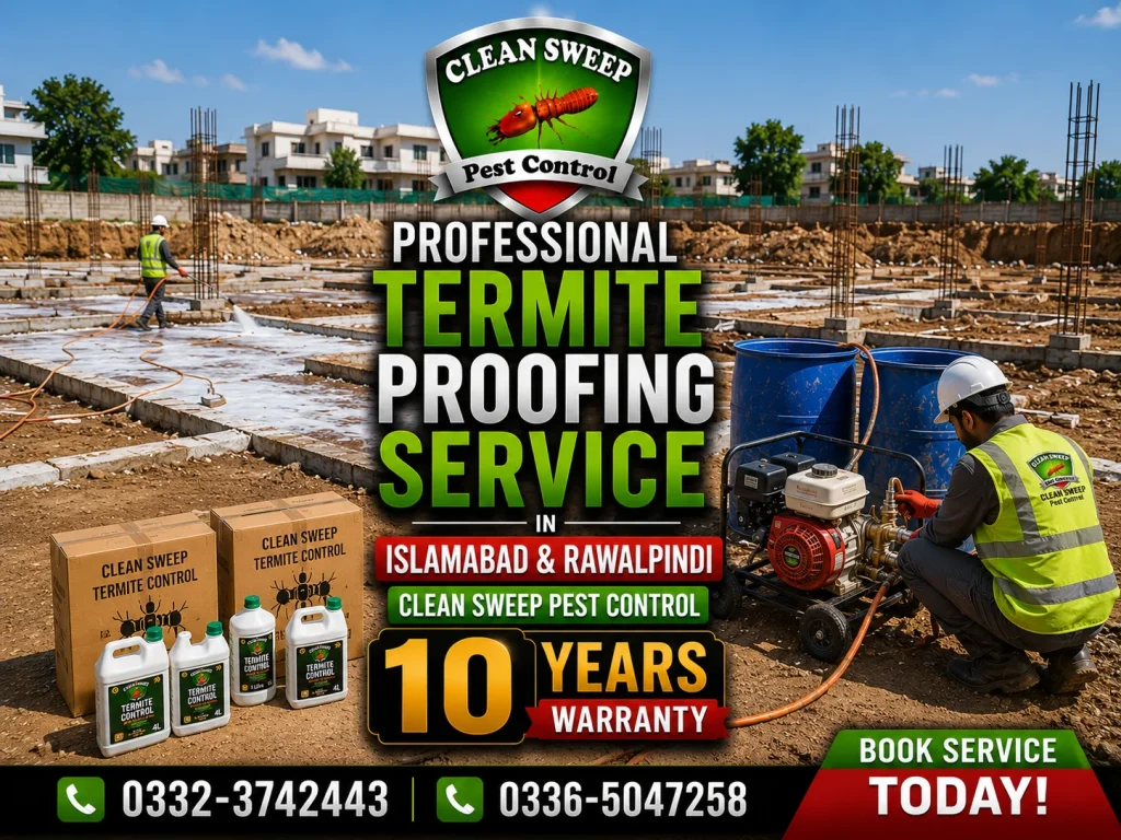 Professional Termite Proofing Services Rawalpindi for homes offices warehouses and commercial buildings