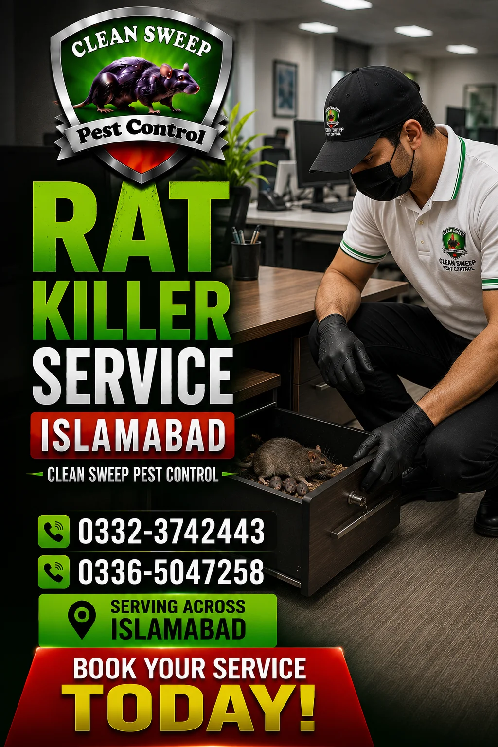 Professional building rodent control service in Islamabad and Rawalpindi for effective rat and mice elimination in residential, commercial, and industrial buildings.