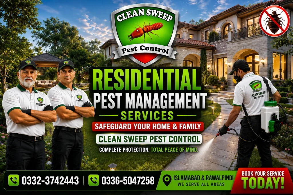 Residential pest management services for houses, villas, apartments, and housing societies.