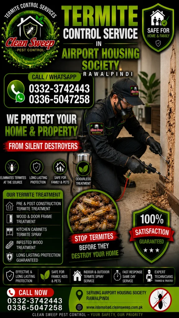 Professional Termite Control Service in Airport Housing Society Rawalpindi by Clean Sweep Pest Control