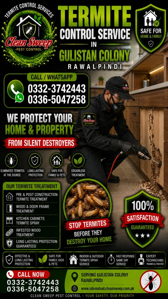 Professional Termite Control Service in Gulistan Colony Rawalpindi by Clean Sweep Pest Control