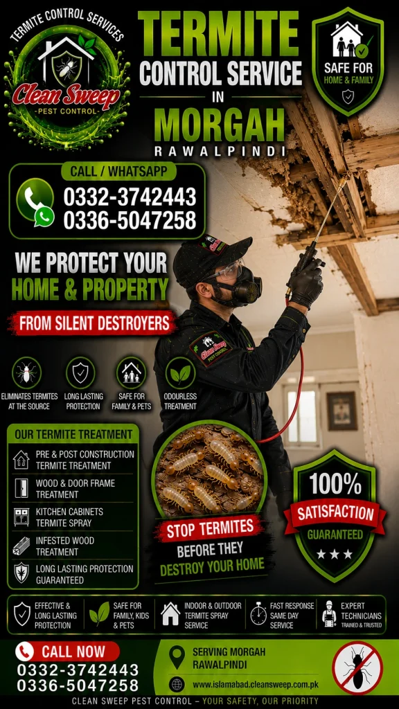 Professional Termite Control Service in Morgah Rawalpindi by Clean Sweep Pest Control