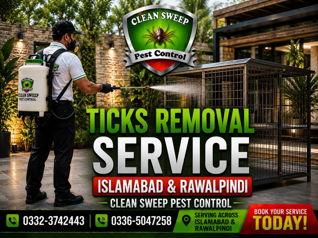 Expert tick removal service in Islamabad and Rawalpindi removing ticks from residential, commercial, and pet-related environments.