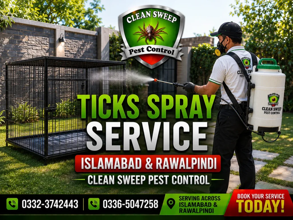Tick spray service in Islamabad and Rawalpindi using professional equipment to eliminate ticks from residential and commercial properties.