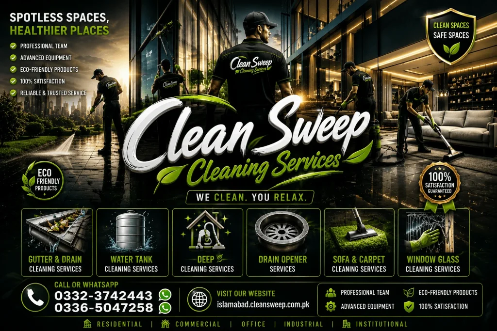 Professional deep cleaning team cleaning a modern house interior in Islamabad and Rawalpindi with advanced equipment and hygiene tools