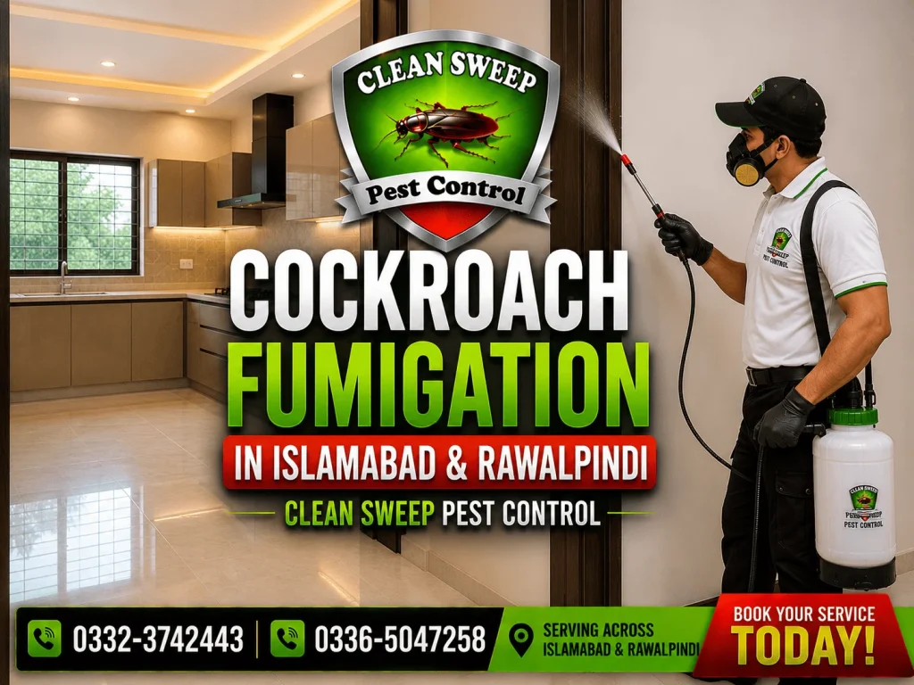 Cockroach control services in Rawalpindi by professional pest control technician