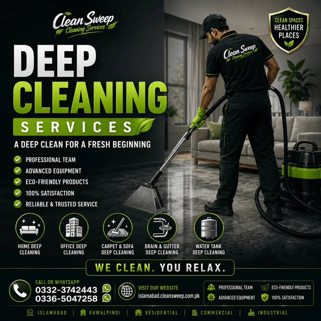 Commercial and office deep cleaning services in Islamabad and Rawalpindi